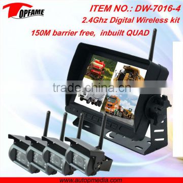 DW-7016-4 2.4Ghz digital wireless car camera system with DVR recording, QUAD function, provide stable, confidential signal