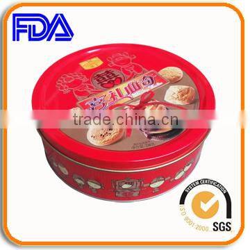 round biscuit packed tin box manufacturer