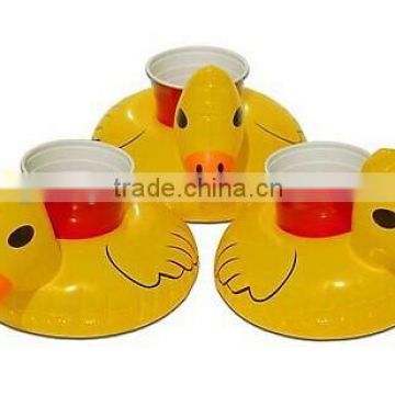 Eco-friendly pvc inflatable duck floating drink holder