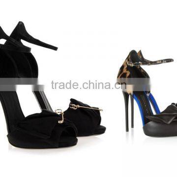 Latest Hot High Heel Sexy Sandals Ladies Black Satin Bowknot Decoration Low Platform Spanish Women Heels Sandals Wholesale