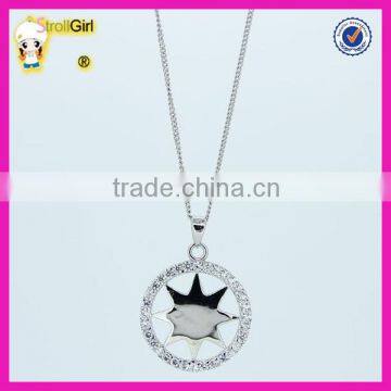 sun necklace silver chain pendant with zircon fashion necklace