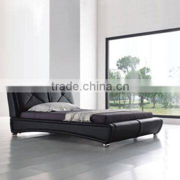 2016 Simple Modern Style King and Queen side Bed With High Back Design Made From Genuine Leather