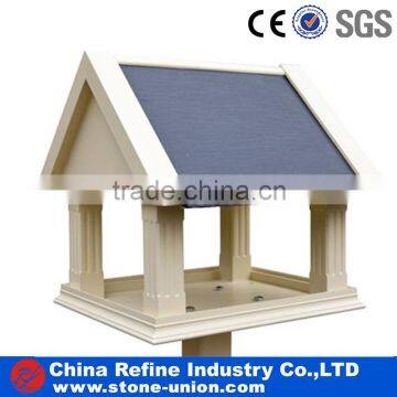 Newly designed slate stone and wooden material house for pet bird and feeders