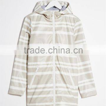 fashion front zipper women anorak coat with hood OEM service