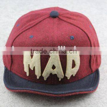 BSH030E Manufactory promotion MAD 3D embroidered wool baseball cap Hat for sport and snapback