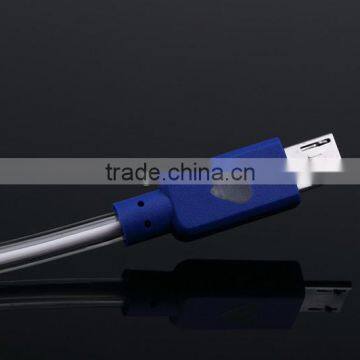 Hot sale micro usb and usb2.0 connector blue led flashing light usb data cable for nokia ca-50
