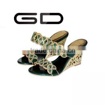New model hollow out heel bow knot women slippers shoes with rhinestone decoration