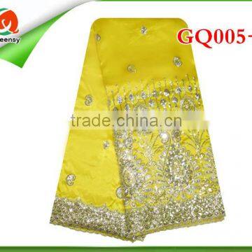 high quality fashion african george fabric, raw silk george lace embroidery fabric for party wedding dress GQ005