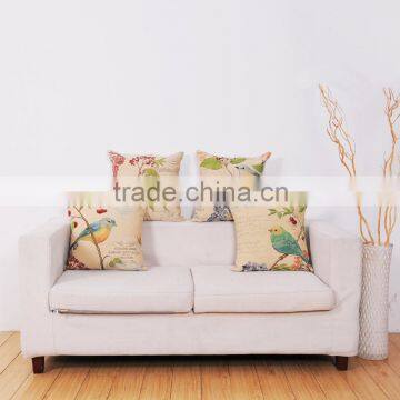 PLUS Home Decorative Canvas Cute Bird Print Throw Cushion 45x45