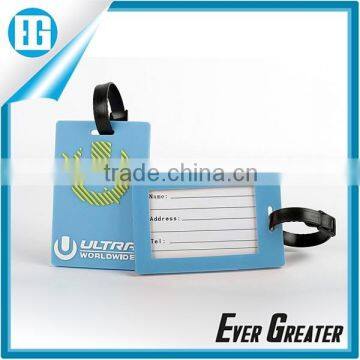 PVC Plastic Rubber Luggage Tag with Leather Strap,Custom Fashion Rubber Luggage tag