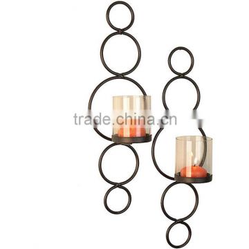 Black Iron Vertical Wall Hanging T Light Holder Sconce, Metal T Light Holder