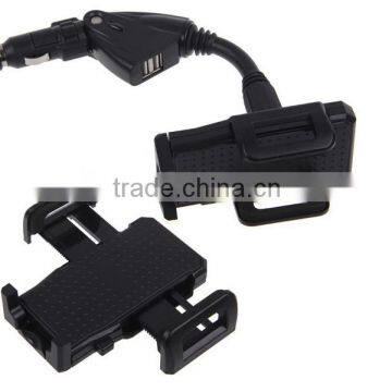 Car Phone Holder Universal Stander With Dual USB Cigarette Lighter for Mobile Phone / Smart Phone Holder photo-3