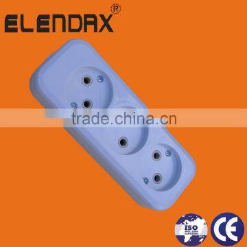 European style 3 way extension socket