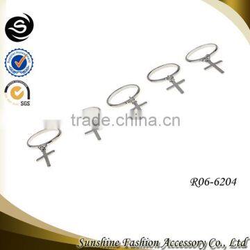 2015 latest fashion mens silver rings set with cross indian silver rings