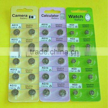 LR41/LR1130/LR44 (AG3/AG10/AG13 ) alkaline Button Cell mercury free battery