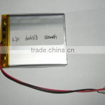 3.7v li-ion polymer battery /3.7v 2500mah li polymer battery /606168 li polymer battery