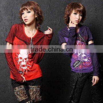 PUNK NET GOTHIC LABEL CHAIN EX-SLEEVES SHIRT TOP +ARM WARMER 71190 M-L