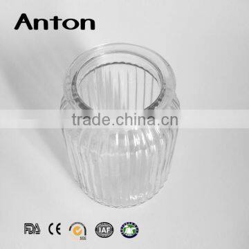 Round Vertical Stripes Surface Candle Holder Glass With Lid photo-2