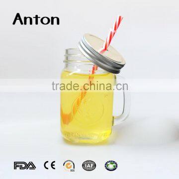 380ml Screw Top Lid Engraving Glass Mason Jars With Handles photo-3