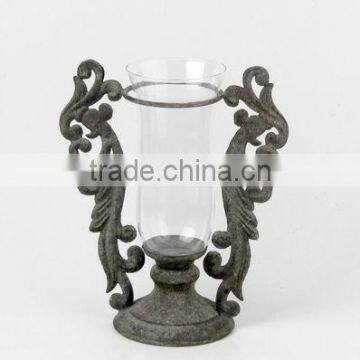 swirl metal candle holder w/hurricane glass