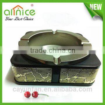 High Quality Leather Hotels Ashtrays/ Alloy Square Hotel Ashtrays