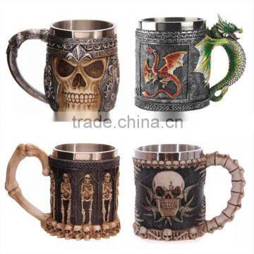 Personalized Double Wall Stainless Steel 3D Skull Series Mug