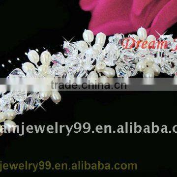 Wedding Bride Hair Jewelry Crystal Butterly Flower Hair Combs Cream Pearl Headpieces