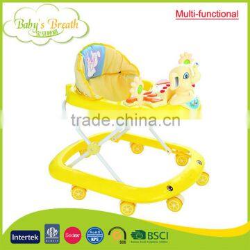 BW-07A multi-functional colorful softtextile rolling baby walker wholesale