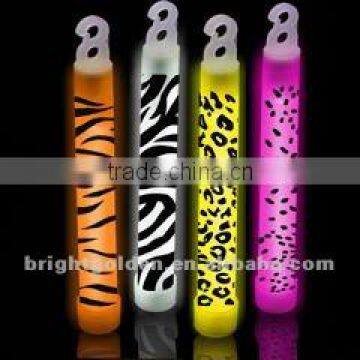 6 inch assorted color jungle imprint glow sticks