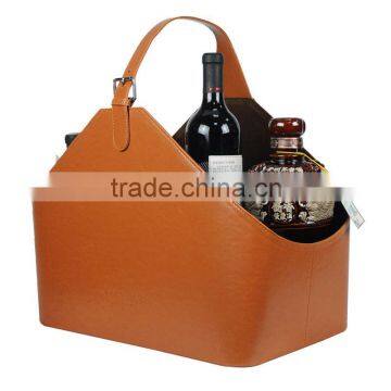 Fine Leather Magazine Basket Storage Basket Leather Gift Basket Fruit Hand Basket Christmas PU Storage Basket photo-2