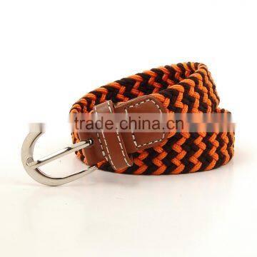 Colorful Elastic Stretch Woven/Braided Belt with Alloy Buckle/braided elastic stretch belt