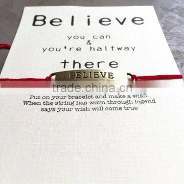 Gift card Make a wish rope believe bracelet