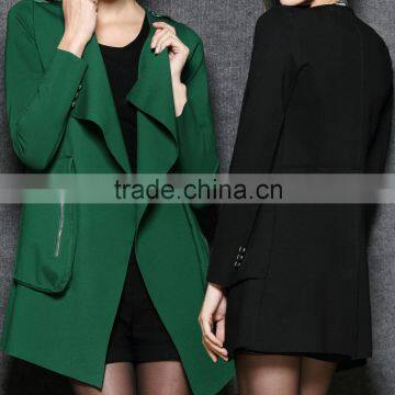 Women Fashion Irregular Big Pockets Zipper Coat Jacket OEM ODM Type Clothes Factory Manufacturer Guangzhou