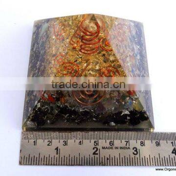 Quality Orgone Chakra Stone Crystal Black Tourmaline Pyramid With 4 SBB Coil Charged Crystal Point | Pyramid Meditation