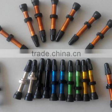 Aluminum and copper tubeless bicycle valve, valve core, valve stem, presta valve extension , Aluminum valve caps