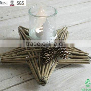Christmas tree candle holder in star-shape and glass cup