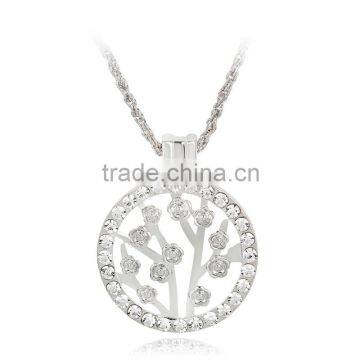 Arrival Hollow Out Rose Tree Long Chain Necklace Round Silver Gold Plated Rhinestone Pendant Necklace for Women Jewelry Gifts