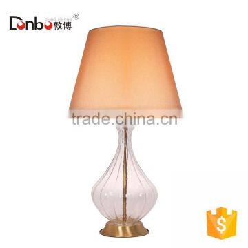 2016 Hot sell simple decoration copper base glass table lamp modern house reading light with fabric shade for home and hotel                        
                                                Quality Choice