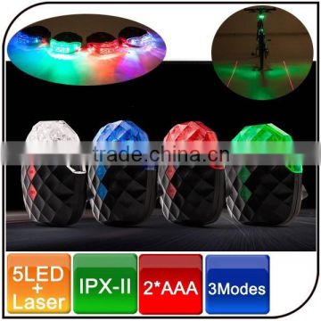 5led waterproof plastic colorful bike laser tail light