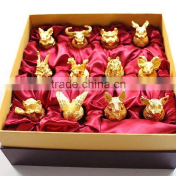 High Quality Twelve Animals Zodiac Gold-plated Wine Cup Set