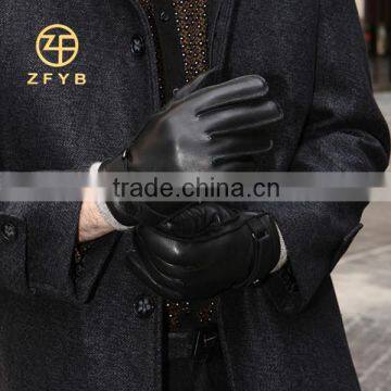 men winter wool lined deerskin leather glove with top deerskin buckle adornments