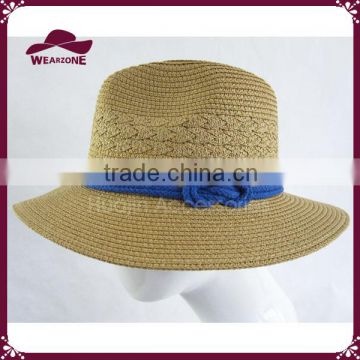 Fashion paper panama straw hat with rope band