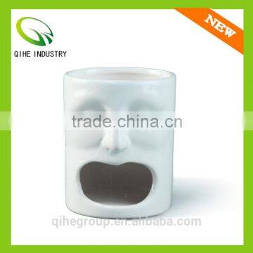 plain white ceramic mugs with transparent glazes and terrorist's face