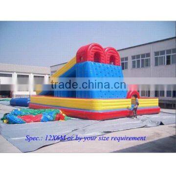 Multifunctional 0.55mm PVC tarpaulin inflatable waterslides with climbing wall