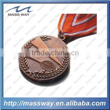 custom red bronze 3D playing tennis sport medal