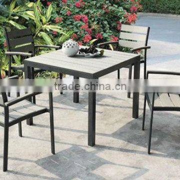 garden outdoor furniture sofa set, plastic wood garden chair tan table, popular dining set