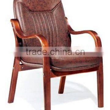 Good smooth curved wood and coffee Pu leather executive/ conference/ dental chair(FOHF-67#)