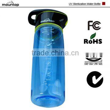 UV sterilizing water bottle with LED lighting function