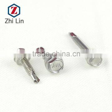 Stainless Steel Hex Head Cap Flange With Plastic Washer Self Drilling Screws