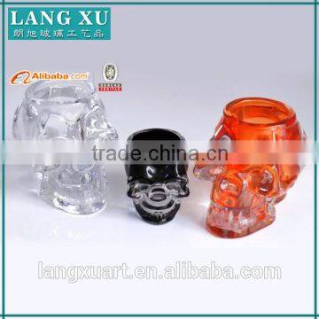 LX-Z068 A+ Grade quality clear tealight crystal glass skull candle holder